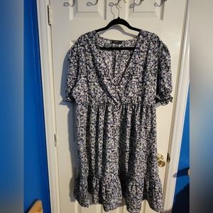 Floral Boho Plunging Ruffle Hem Dress